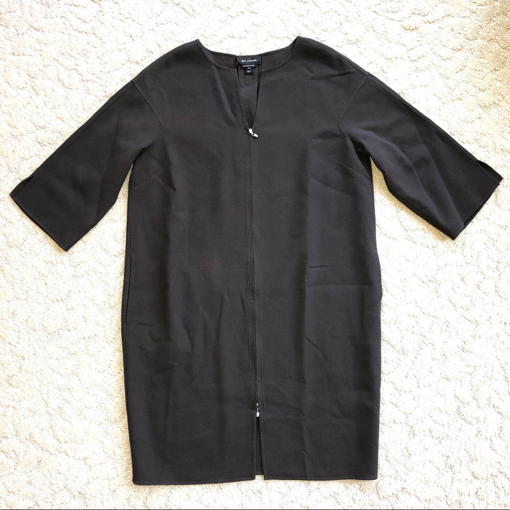 ST. JOHN Blazer Dress 12 Wool Zip Jacket